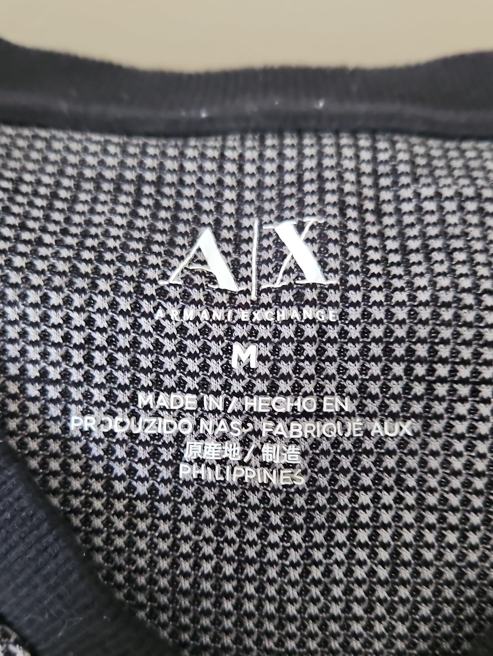 Armani Exchange Men's Black and White Crewneck Sweater